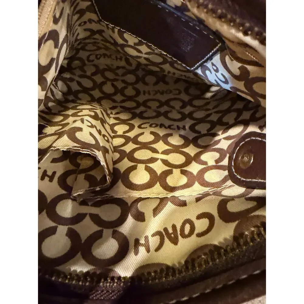 Coach Brown Signature C Monogram Nylon Jacquard Swingpack Crossbody Bag Purse